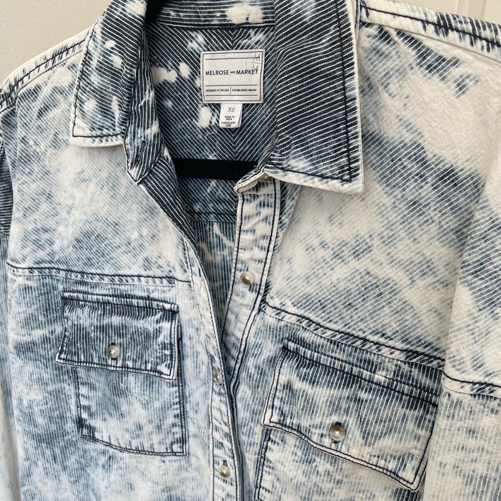 Melrose and Market Acid Wash Oversized Button-up Shirt